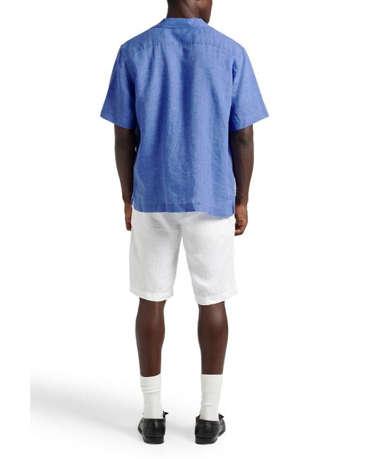 Frescobol Carioca Blue Angelo Linen Shirt for men