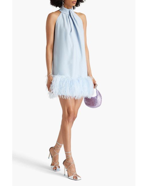 16arlington blue feather dress 16arlington Minelli Blue Feather-Trimmed Sequin Midi Dress In Light Blue -  35% Off
