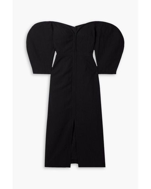 Mara Hoffman Black Leonara Off-the-shoulder Tm Lyocell And Linen-blend Midi Dress