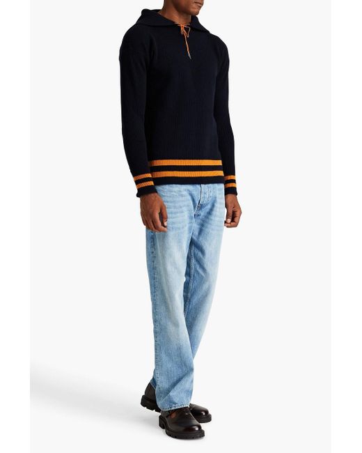 Maison Margiela Blue Striped Ribbed Wool Sweater for men