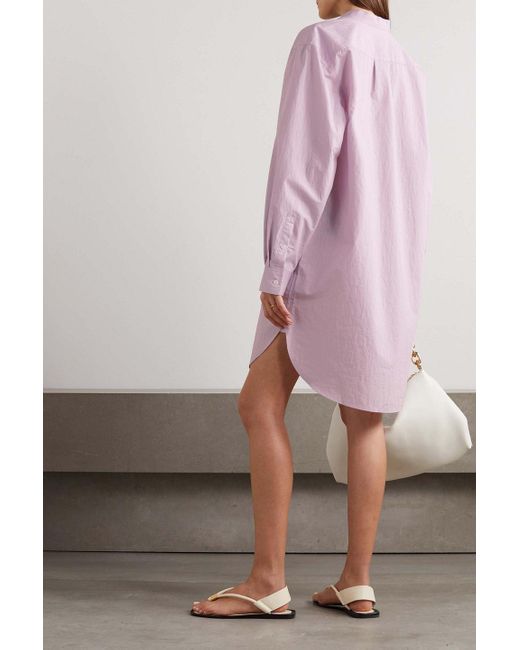 Totême  Pink Striped Cotton-blend Mini Dress