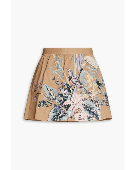 RED Valentino White Embroidered Cotton-twill Shorts