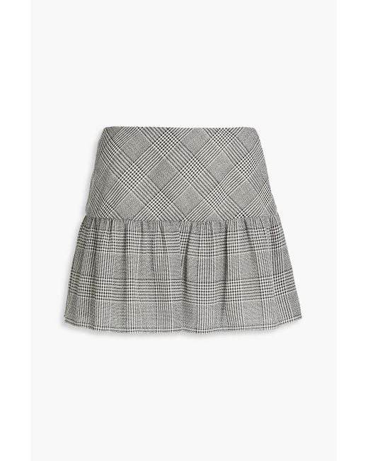 Alessandra Rich Gray Prince Of Wales Checked Wool-tweed Mini Skirt
