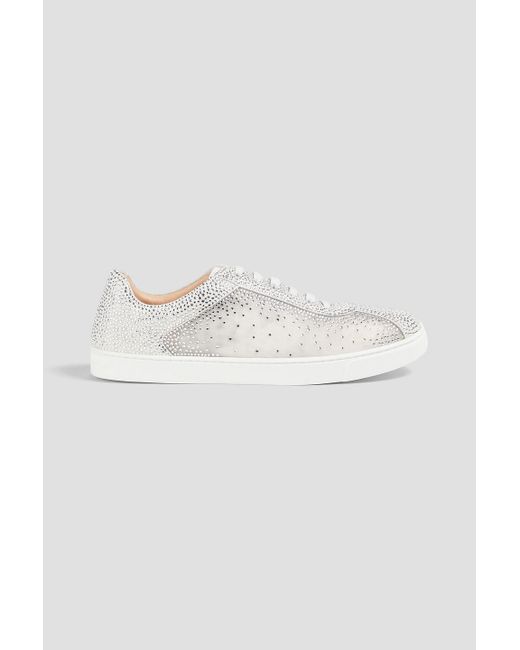 Gianvito Rossi White Crystal-embellished Mesh And Suede Sneakers