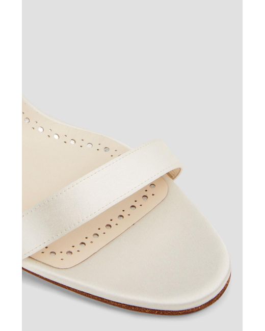 Manolo Blahnik White Crystal-embellished Satin Sandals