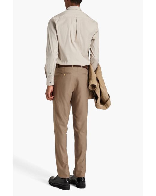 Giorgio Armani Natural Tapered Wool-twill Pants for men