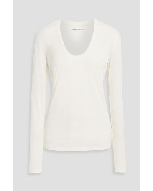 Another Tomorrow White Lyocell-Jersey Top