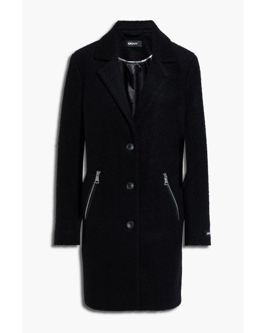 DKNY Wool blend Boucle Coat in Black Lyst UK