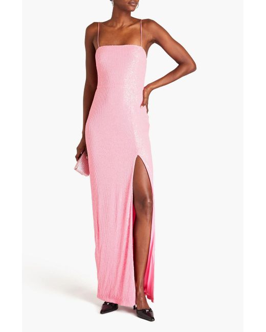 ROTATE BIRGER CHRISTENSEN Pink Sequined Tulle Gown