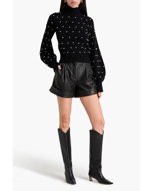 Zimmermann Black Faux Pearl-Embellished Alpaca-Blend Turtleneck Sweater