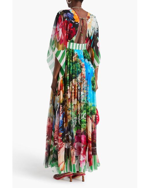 Dolce & Gabbana White Printed Silk-chiffon Maxi Dress