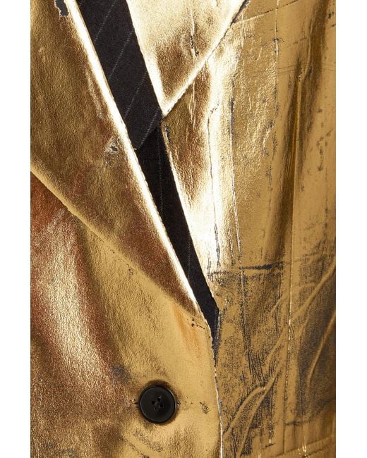 Dries Van Noten Metallic Double-Breasted Coated Wool-Flannel Blazer