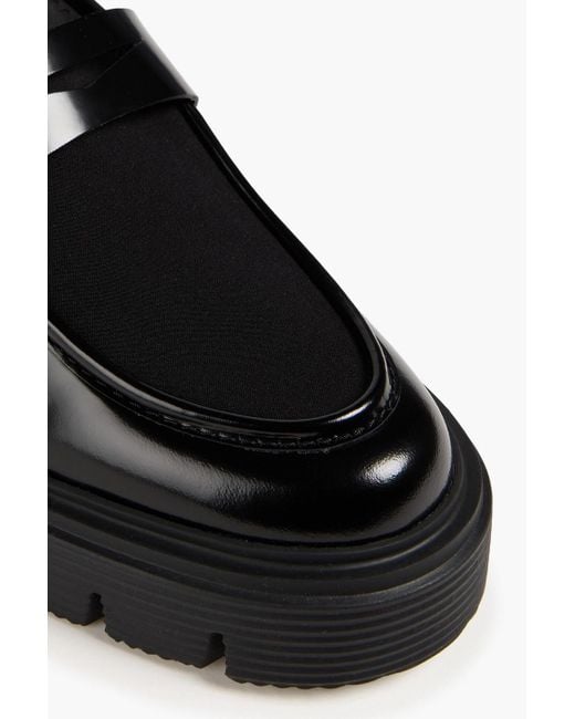 Stuart Weitzman Black Loafers "soho" aus gabardine und glanzleder
