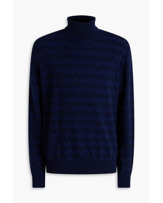 Missoni Blue Wool And Cashmere-Blend Turtleneck Sweater for men