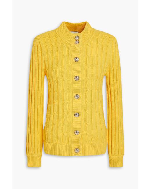 Claudie Pierlot Yellow Cable-knit Cardigan
