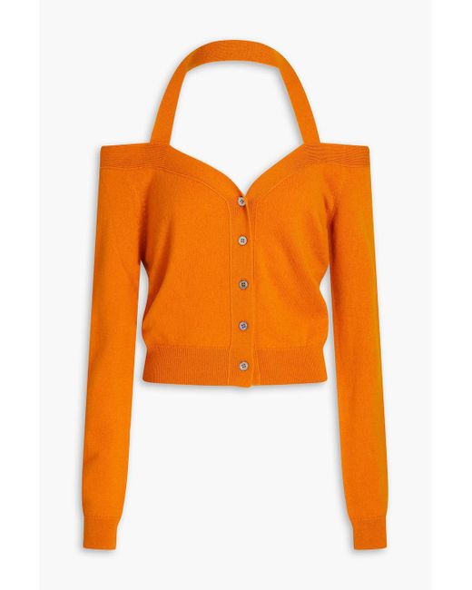 Zeynep Arcay Orange Cold-shoulder Cashmere Cardigan