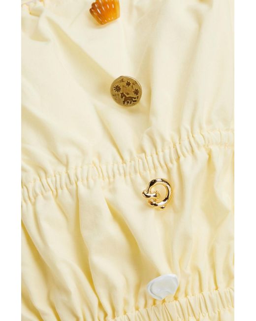 Rejina Pyo Yellow Crinkled Cotton-poplin Midi Dress