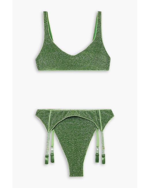 【OSEREE】lumiere sporty ベルト stretch-lurex ビキニ Oséree Lumière Sporty Belt Stretch-lurex Bikini in Green