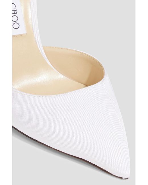 Jimmy Choo White Averly 100 Bow-detailed Faille Pumps