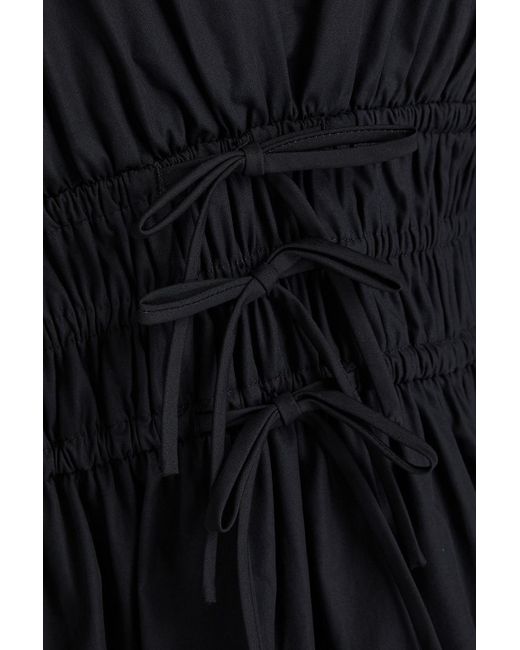 10 Crosby Derek Lam Black Charlotte Bow-detailed Cotton-poplin Mini Dress