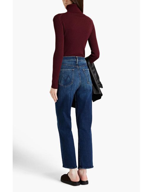 Mother Blue Faded High-rise Straight-leg Jeans
