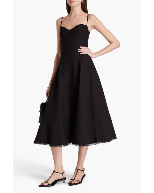 Jonathan Simkhai Black Analise Linen-blend Midi Dress