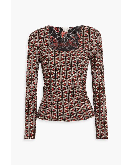 Diane von Furstenberg Red Ali Reversible Printed Stretch-Mesh Top