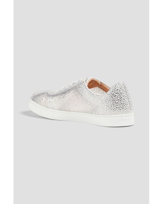 Gianvito Rossi White Crystal-embellished Mesh And Suede Sneakers