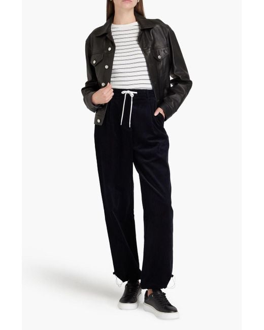 Emporio Armani Blue Cotton-corduroy Straight-leg Pants