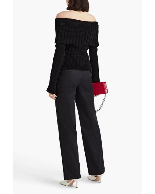 Jacquemus Black Duci Off-the-shoulder Ribbed-knit Sweater