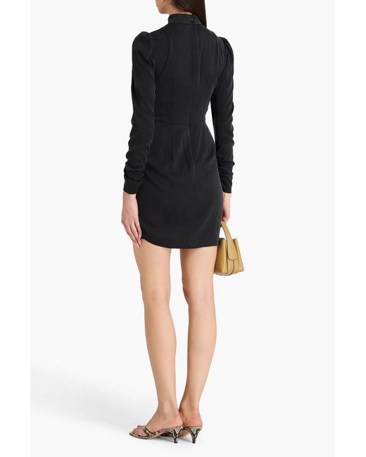 Zimmermann Black Draped Silk-Blend Mini Dress