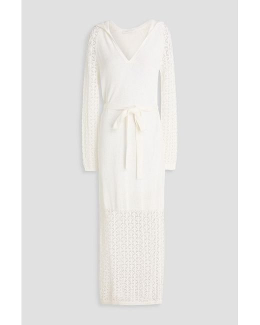 Zimmermann White Pointelle-Knit Hooded Maxi Dress