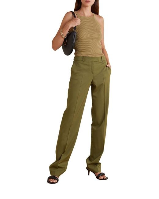 Michael Kors Green Ribbed Merino Wool-blend Tank