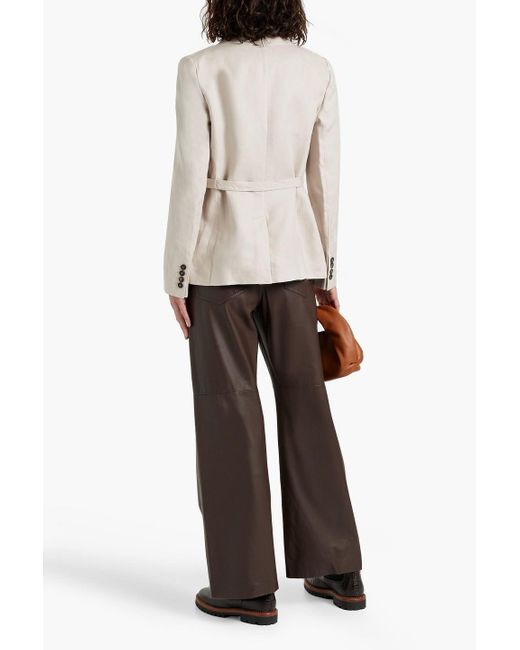 Max Mara White Geremia Belted Linen And Cotton-blend Blazer