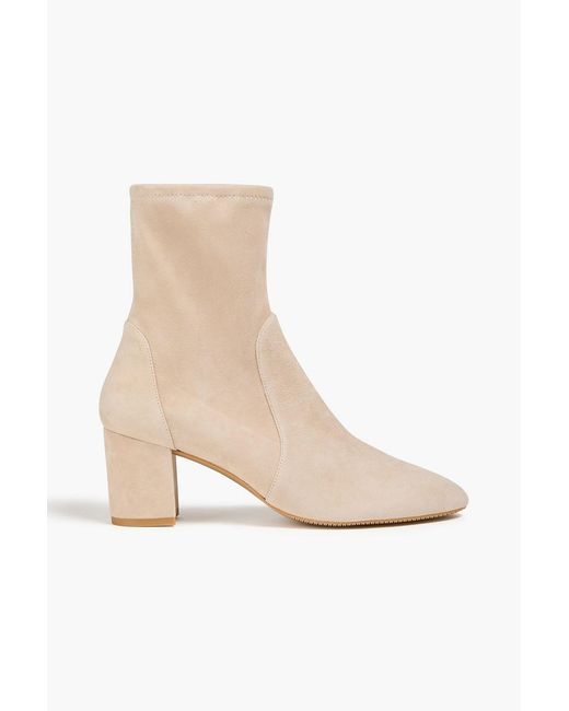 Stuart Weitzman Natural Yuliana 60 Stretch-Suede Ankle Boots