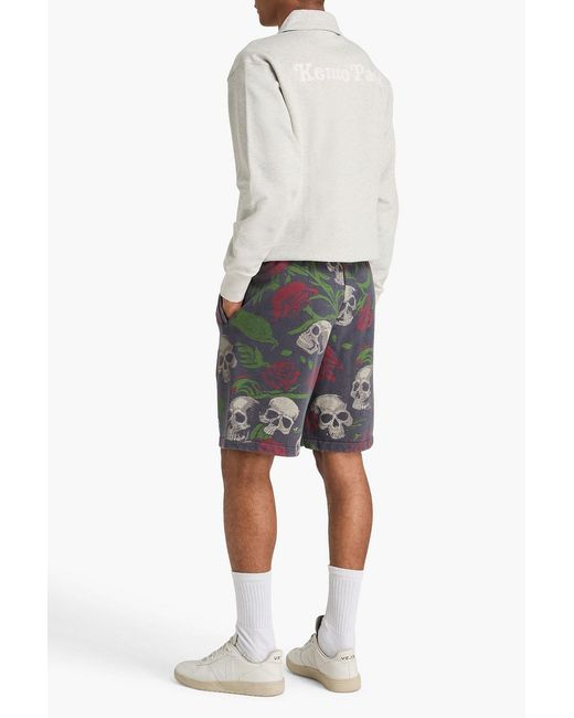 GALLERY DEPT. Blue Printed Cotton-Fleece Shorts for men