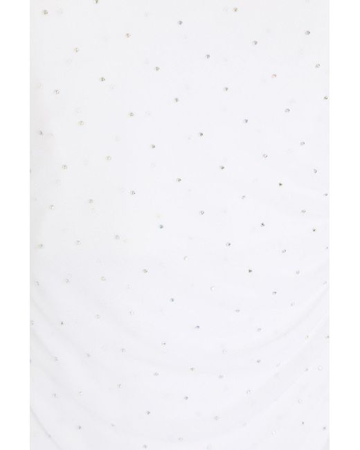 ROTATE BIRGER CHRISTENSEN White Trägerloses minikleid aus tüll mit kristallverzierung