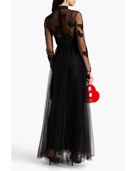 Valentino Garavani Black Embellished Tulle Gown