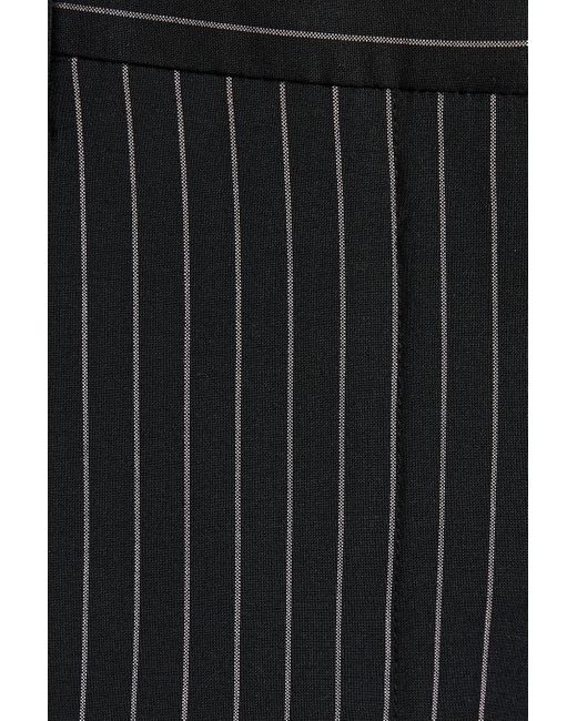 Versace Black Pinstriped Wool-blend Twill Wide-leg Pants