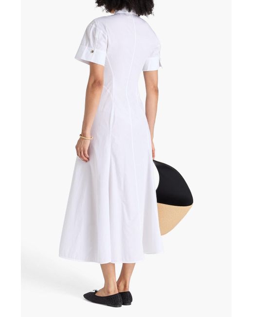 Victoria Beckham White Cotton-poplin Midi Shirt Dress