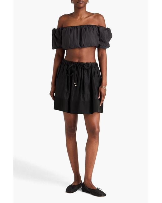 Sandro Black Linen-Blend Organza Mini Skirt