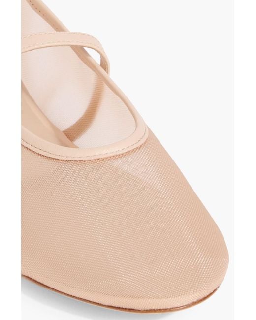 Stuart Weitzman Pink Mary-jane-ballerinas aus mesh mit lederbesatz