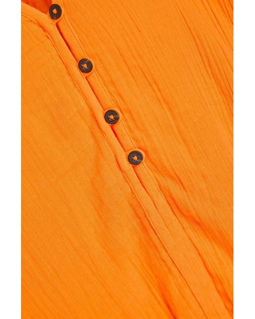 Mara Hoffman Orange Phoebe maxikleid aus baumwollgaze in knitteroptik