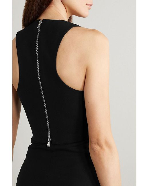 Gauchère Black Cropped Wool-blend Halterneck Top