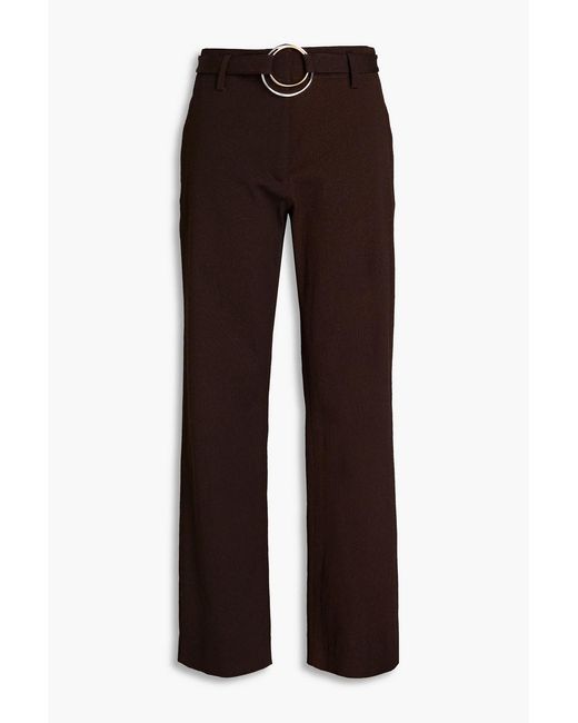 Tory Burch Brown Belted Faille Straight-Leg Pants