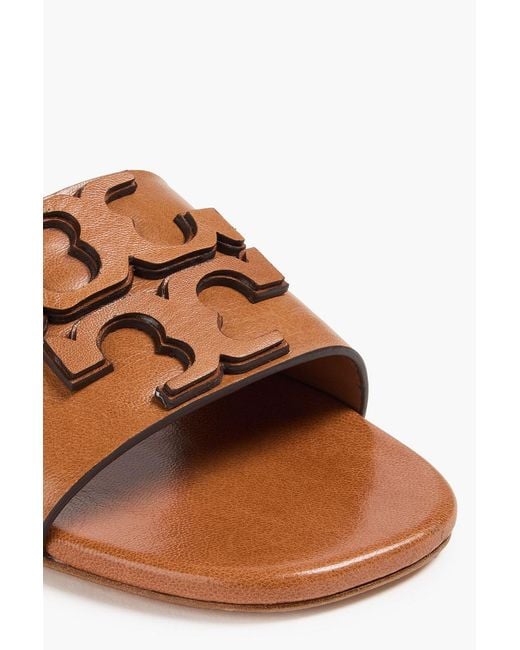 Tory Burch Brown Ines Leather Slides