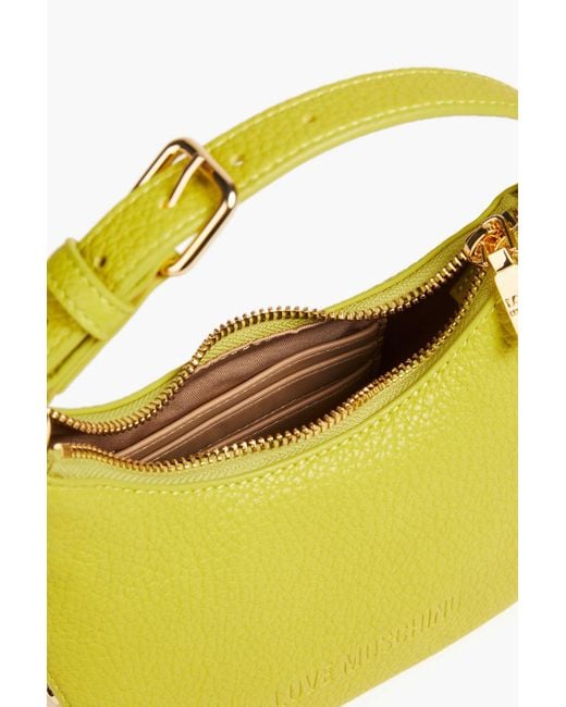 Love Moschino Yellow Faux Textured Leather Shoulder Bag