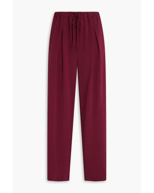 Theory Red Pleated Crepe Wide-leg Pants