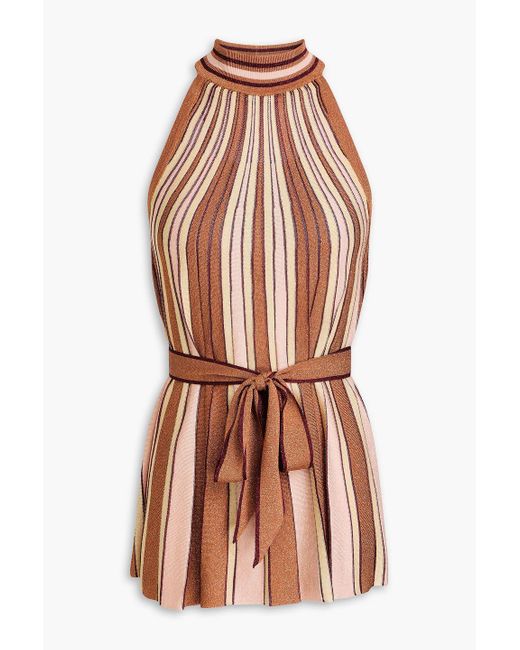 Zimmermann Orange Striped Metallic Knitted Top