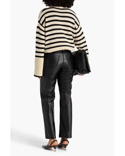 Totême  Black Leather Straight-leg Pants
